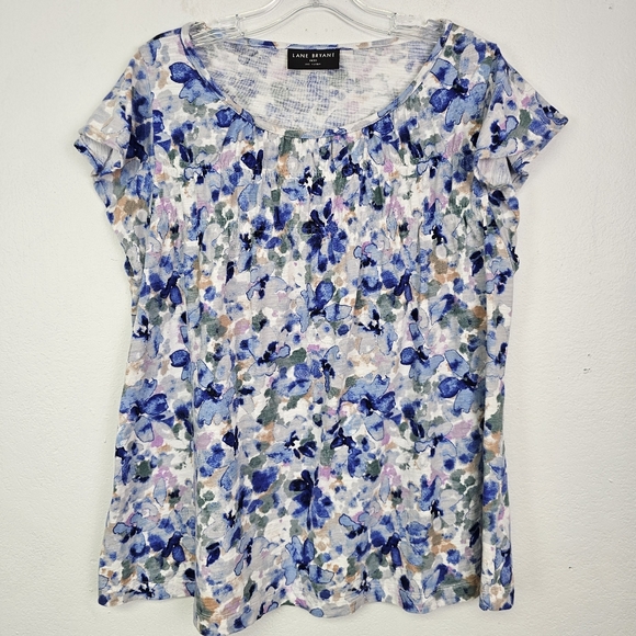 Lane Bryant Tops - Lane Bryant Tunic Knit Elastic Chest Ruching Flutter Sleeve Sz 18/20 Coquette